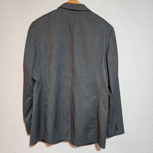 Banana Republic Mens Gray Herringbone Blazer 44L Two-Button Suit Jacket Long Sle - Picture 2 of 16